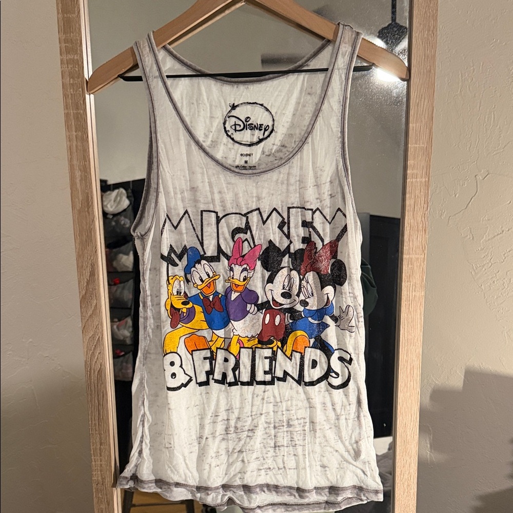 Disney Mickey & Friends Women's Tank Top - White with Multicolor Graphic